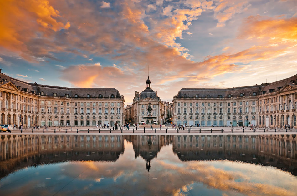 View of Place de la Bourse from its fountain
