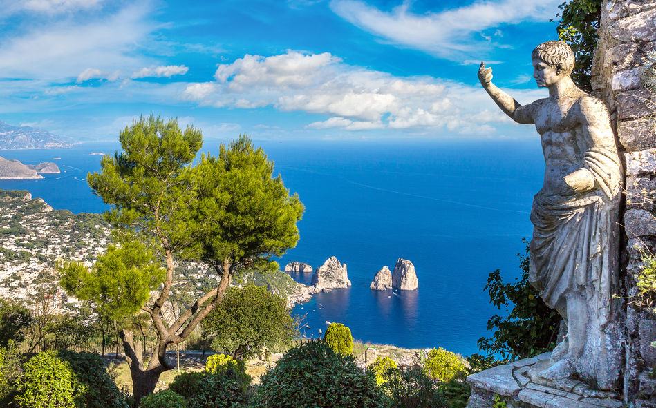 View of Capri's coastline from Roman ruins