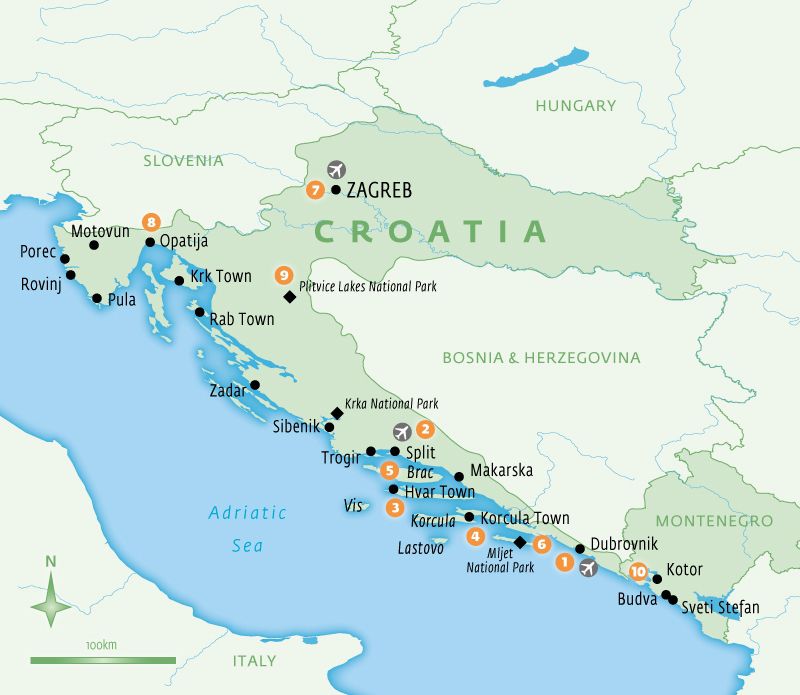 Croatia essential experiences map