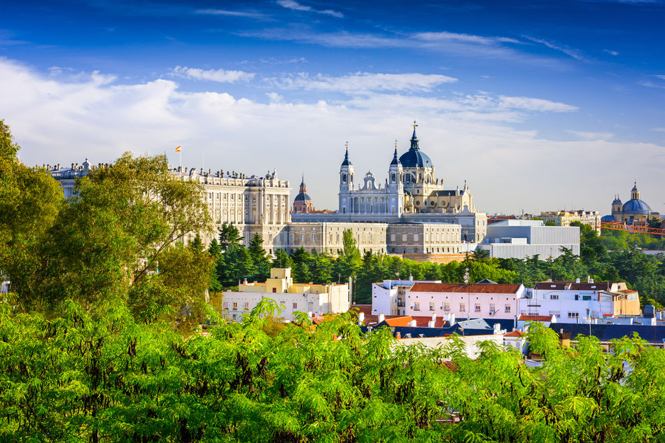 View of Madrid's Santa Maria la Real de La Almudena Cathedral