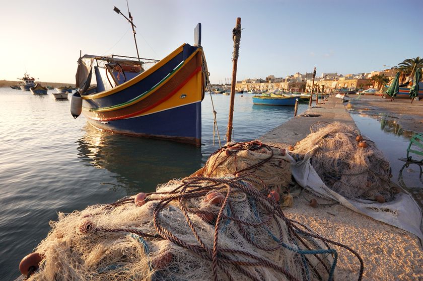 Traditional luzzu fishing boat, Malta