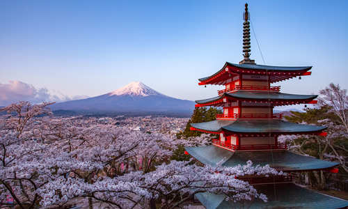 Mt. Fuji and Chureito Red Pagoda, Japan