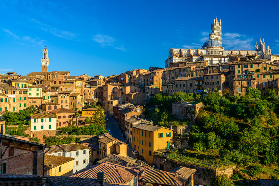 View of the Tuscan town of Siena, Italy