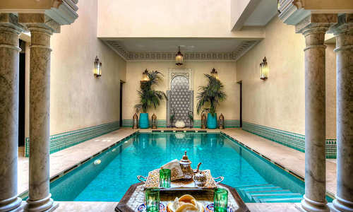 Pool view at Riad Kniza, Marrakech, Morocco