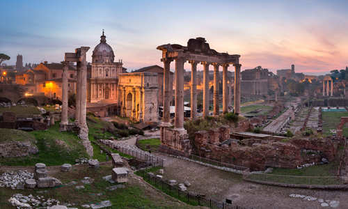 The Forum at dusk, Rome, Italy