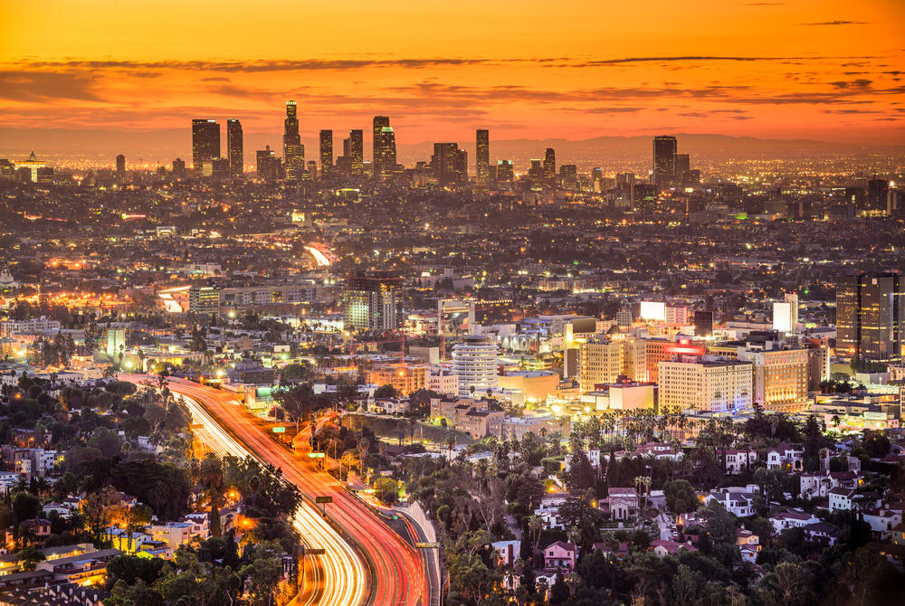 City streets of Los Angeles California