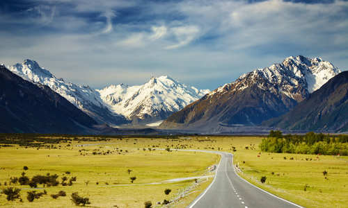 View of the road in the Southern Alps, New Zealand