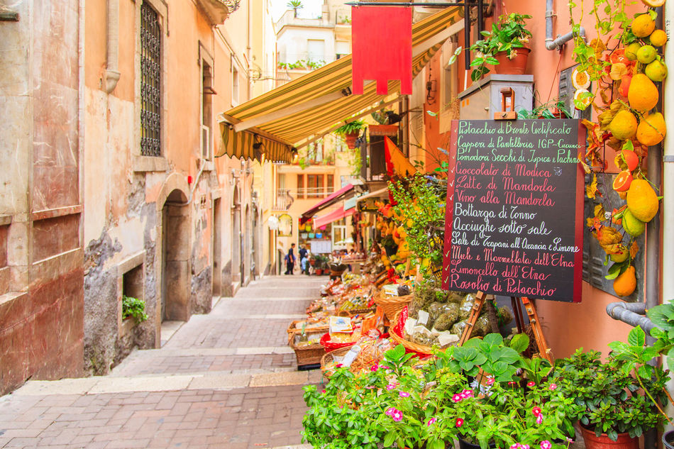 Food stalls in Taormina, Sicily