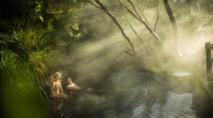 Thermal bathing near Solitaire Lodge, Rotorua