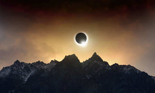 total solar eclipse as Moon passes between planet Earth and Sun