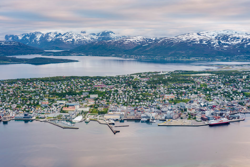 The Arctic city of Tromos, Norway under the Midnight Sun