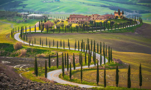 Road through the tuscan countryside