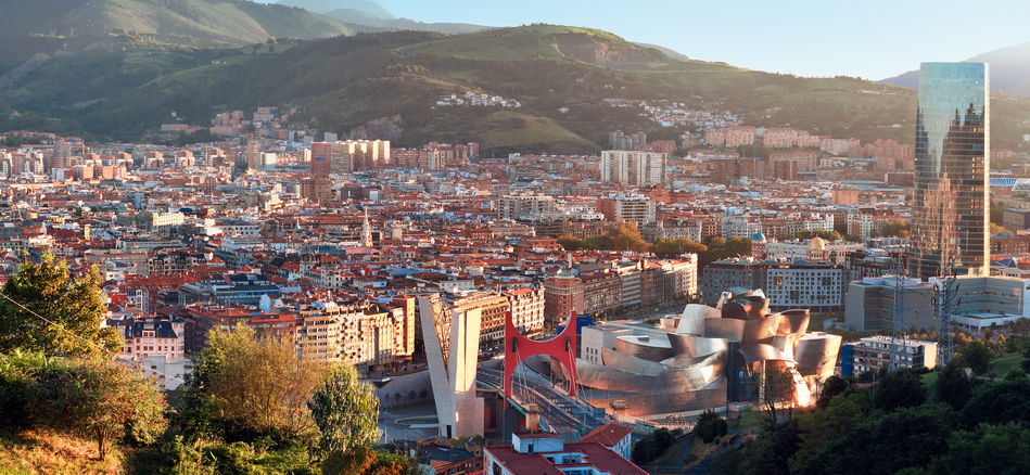 A view across Bilbao and the Guggenheim Museum, Basque region, Northern Spain